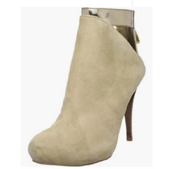 Guess Alfreda Beige & Gold Metallic Suede Bootie Size 10 Reg Price $139 Shoes - Picture 4 of 4